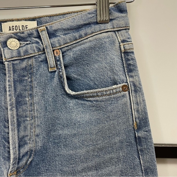 𝅺[24] AGOLDE Riley Hi Rise Straight Leg Crop Distressed Denim Jean In Whiplash - Picture 4 of 13